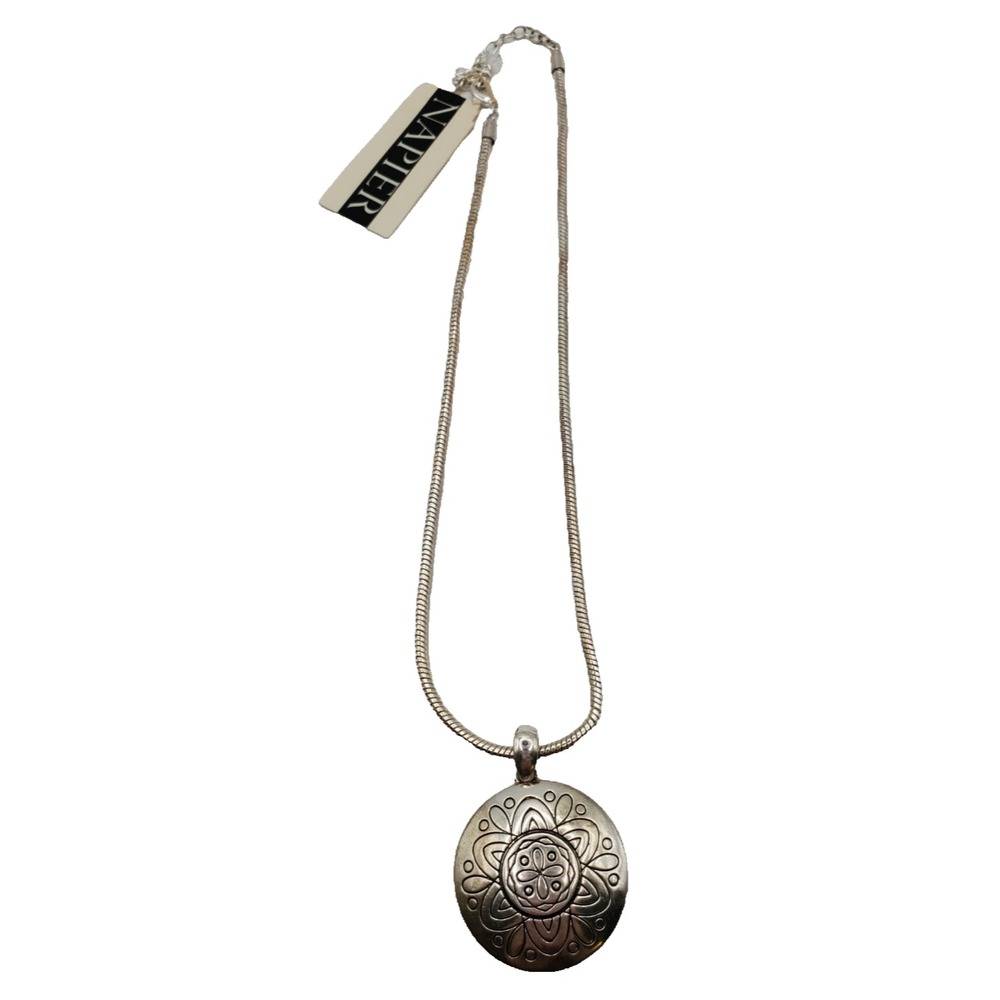 Napier Silver Tone Pendant‎ Necklace NickeL Free NWT